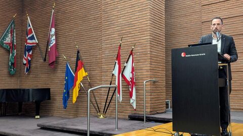 Herr Erler während des Vortrages