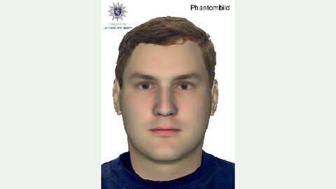 Phantombild einer männlichen Person mit dunkler Oberbekleidung