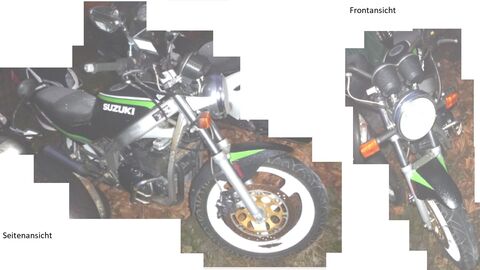 Suzuki Motorrad von der Seite und von vorne